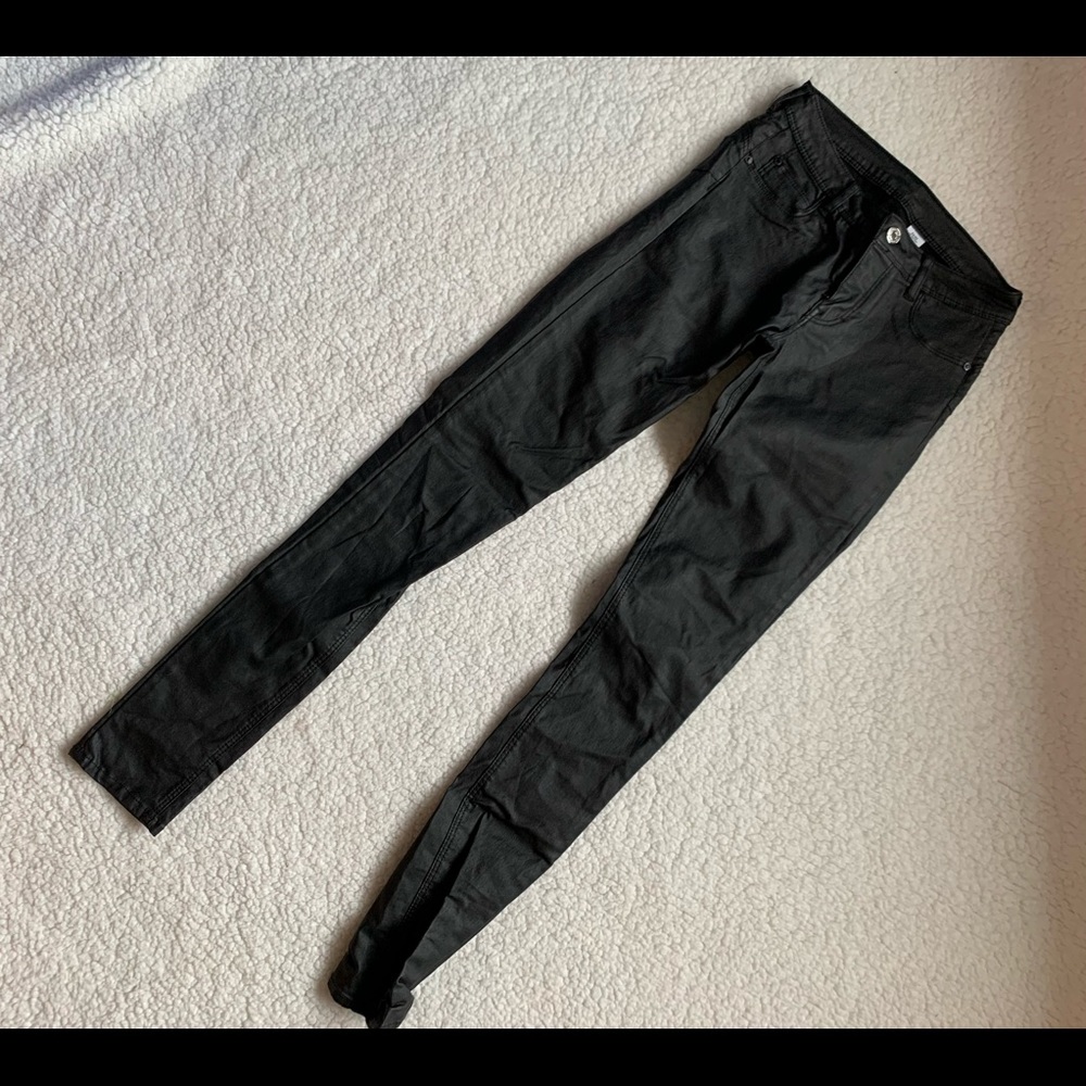&Denim Leather Look Black Jeggings size 26/32